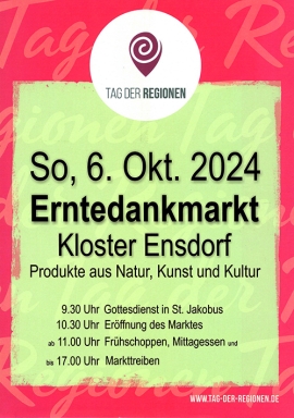 Erntedankmarkt zum Tag der Regionen am Sonntag, 6.10.2024 im Kloster Ensdorf