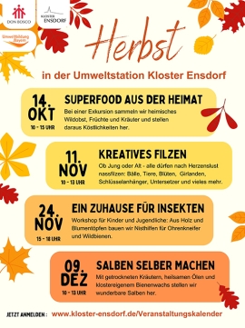 Herbstprogramm 2023 der Umweltstation Kloster Ensdorf